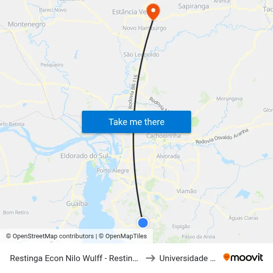 Restinga Econ Nilo Wulff - Restinga Porto Alegre - Rs 91793-430 Brasil to Universidade Feevale Campus II map