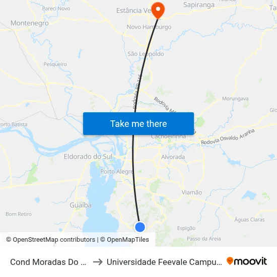 Cond Moradas Do Sul to Universidade Feevale Campus II map