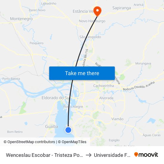 Wenceslau Escobar - Tristeza Porto Alegre - Rs 91900-000 Brasil to Universidade Feevale Campus II map