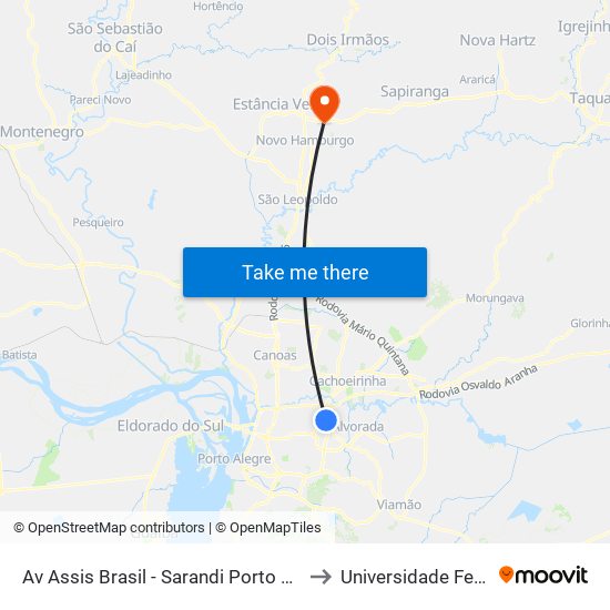Av Assis Brasil - Sarandi Porto Alegre - Rs 91010-004 Brasil to Universidade Feevale Campus II map