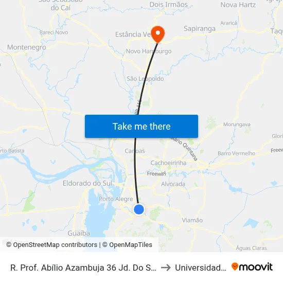 R. Prof. Abílio Azambuja 36 Jd. Do Salso Porto Alegre - Rio Grande Do Sul 9141-130 Brasil to Universidade Feevale Campus II map