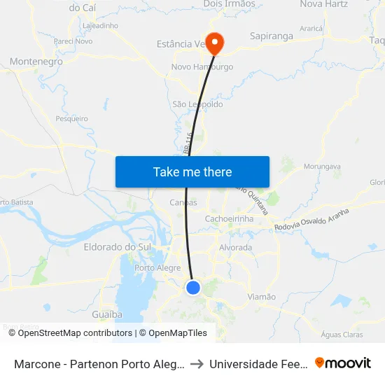 Marcone - Partenon Porto Alegre - Rs 91530-160 Brasil to Universidade Feevale Campus II map