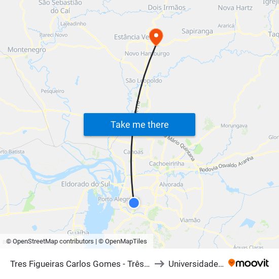 Tres Figueiras Carlos Gomes - Três Figueiras Porto Alegre - Rs 90470-340 Brasil to Universidade Feevale Campus II map