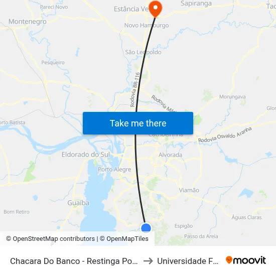 Chacara Do Banco - Restinga Porto Alegre - Rs 91790-750 Brasil to Universidade Feevale Campus II map