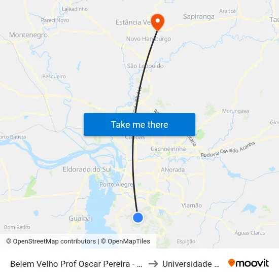 Belem Velho Prof Oscar Pereira - Belém Velho Porto Alegre - Rs Brasil to Universidade Feevale Campus II map