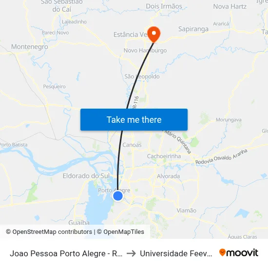 Joao Pessoa Porto Alegre - Rs 90010-150 Brasil to Universidade Feevale Campus II map