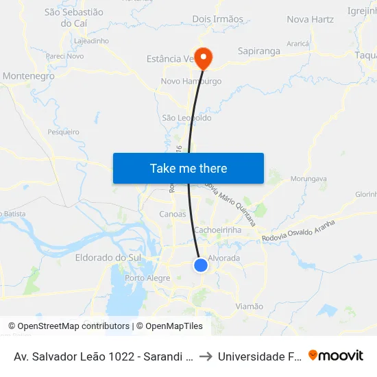 Av. Salvador Leão 1022 - Sarandi Porto Alegre - Rs 91130-700 Brasil to Universidade Feevale Campus II map