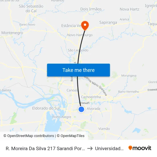 R. Moreira Da Silva 217 Sarandi Porto Alegre - Rio Grande Do Sul 91110-360 Brasil to Universidade Feevale Campus II map