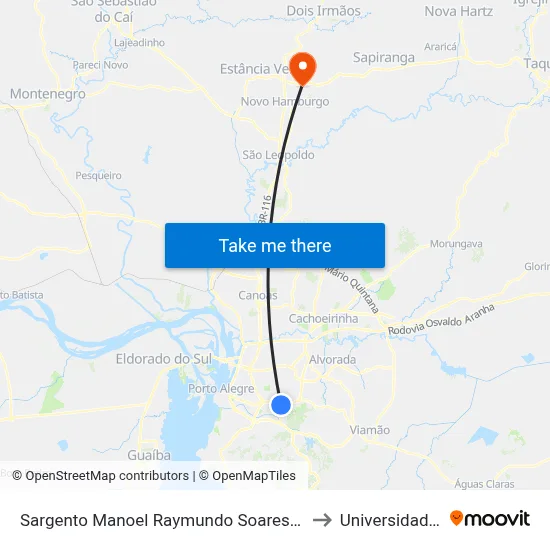 Sargento Manoel Raymundo Soares - Jardim Carvalho Porto Alegre - Rs 91430-213 Brasil to Universidade Feevale Campus II map