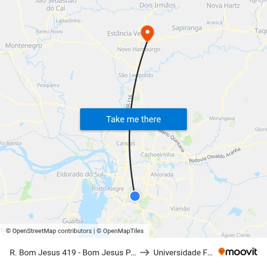 R. Bom Jesus 419 - Bom Jesus Porto Alegre - Rs 91420-030 Brasil to Universidade Feevale Campus II map