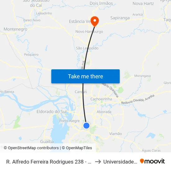 R. Alfredo Ferreira Rodrigues 238 - Bom Jesus Porto Alegre - Rs 91420-632 Brasil to Universidade Feevale Campus II map