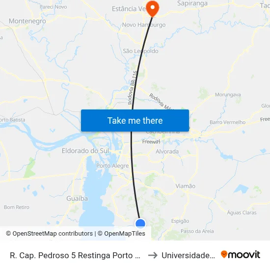 R. Cap. Pedroso 5 Restinga Porto Alegre - Rio Grande Do Sul 91790-790 Brasil to Universidade Feevale Campus II map