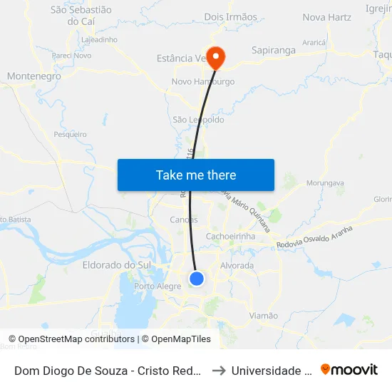 Dom Diogo De Souza - Cristo Redentor Porto Alegre - Rs 91010-004 Brasil to Universidade Feevale Campus II map