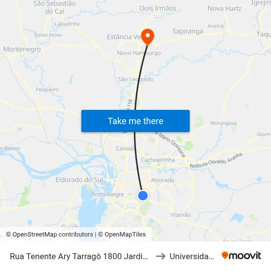 Rua Tenente Ary Tarragô 1800 Jardim Itu-Sabará Porto Alegre - Rio Grande Do Sul 91215 Brasil to Universidade Feevale Campus II map
