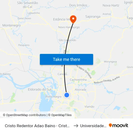 Cristo Redentor Adao Baino - Cristo Redentor Porto Alegre - Rs 91350-030 Brasil to Universidade Feevale Campus II map