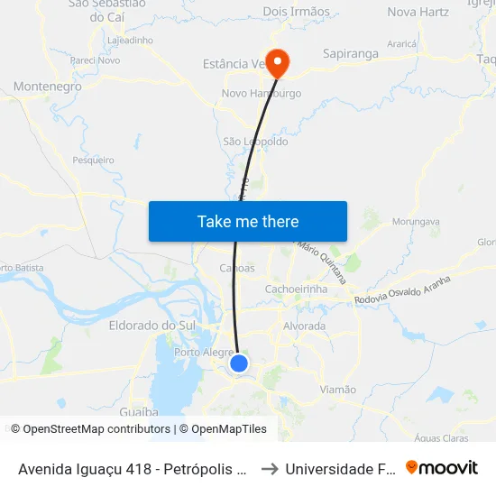 Avenida Iguaçu 418 - Petrópolis Porto Alegre - Rs 90470-230 Brasil to Universidade Feevale Campus II map