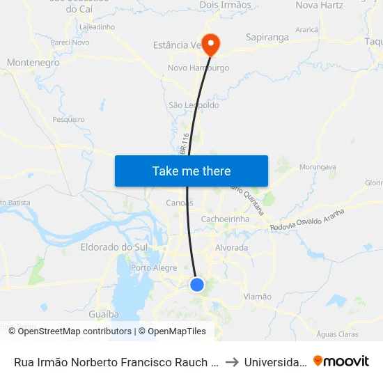 Rua Irmão Norberto Francisco Rauch Jardim Do Carvalho Porto Alegre - Rio Grande Do Sul 91430 Brasil to Universidade Feevale Campus II map