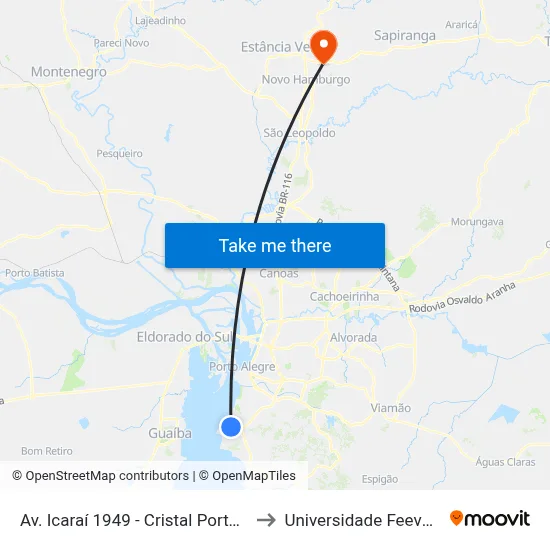 Av. Icaraí 1949 - Cristal Porto Alegre - Rs Brasil to Universidade Feevale Campus II map