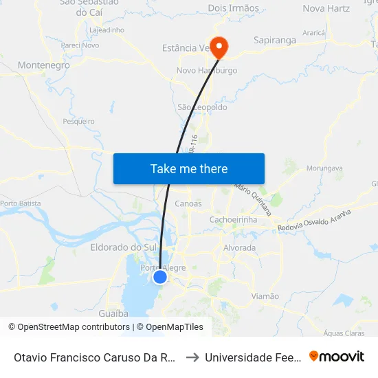 Otavio Francisco Caruso Da Rocha - Parque Harmonia to Universidade Feevale Campus II map