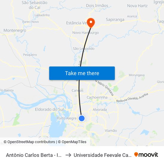 Antônio Carlos Berta - Iguatemi to Universidade Feevale Campus II map