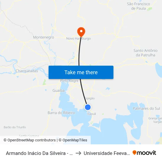 Armando Inácio Da Silveira - Term. Sapolândia to Universidade Feevale Campus II map