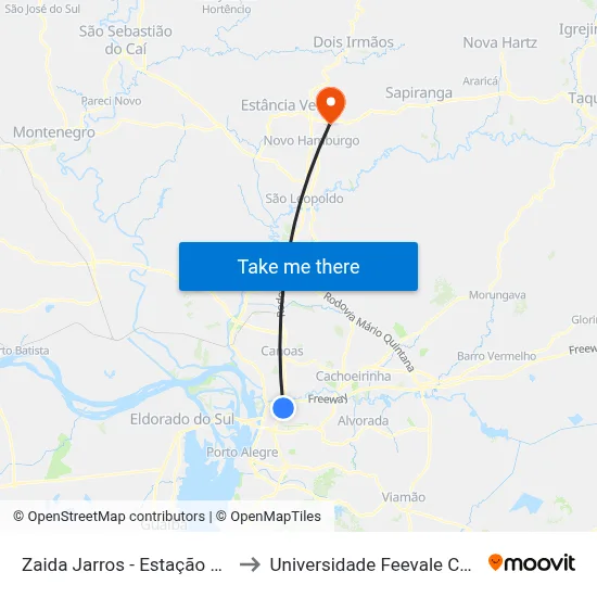 Zaida Jarros - Estação Anchieta to Universidade Feevale Campus II map