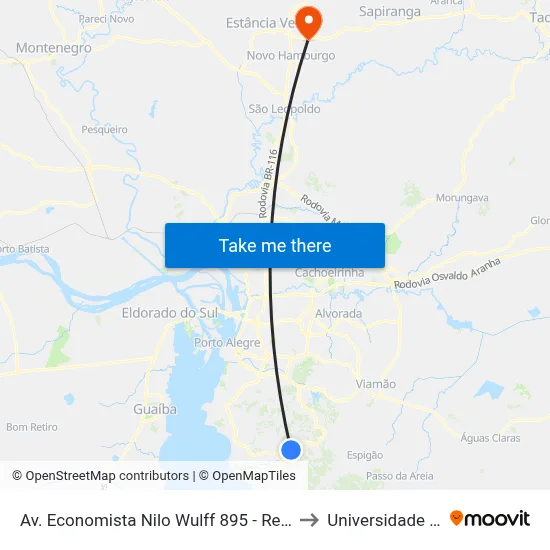 Av. Economista Nilo Wulff 895 - Restinga Porto Alegre - Rs 91792-330 Brasil to Universidade Feevale Campus II map
