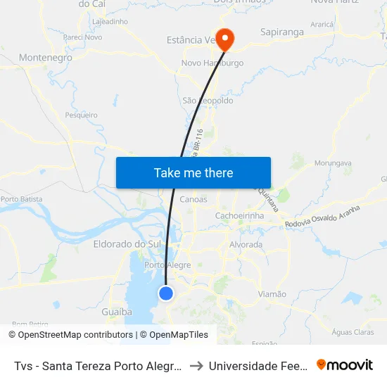 Tvs - Santa Tereza Porto Alegre - Rs 90850-250 Brasil to Universidade Feevale Campus II map