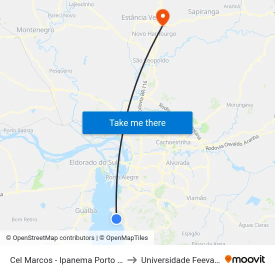 Cel Marcos - Ipanema Porto Alegre - Rs Brasil to Universidade Feevale Campus II map