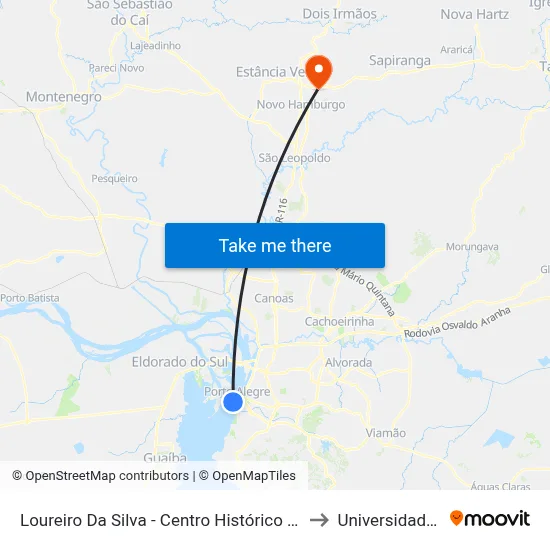 Loureiro Da Silva - Centro Histórico De Porto Alegre Porto Alegre - Rs 90050-240 Brasil to Universidade Feevale Campus II map