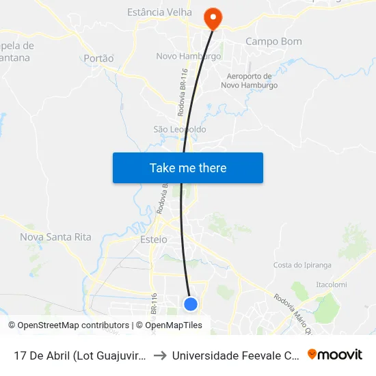 17 De Abril (Lot Guajuviras) - 252 to Universidade Feevale Campus II map