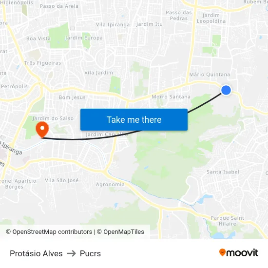 Protásio Alves to Pucrs map