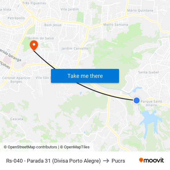 Rs-040 - Parada 31 (Divisa Porto Alegre) to Pucrs map
