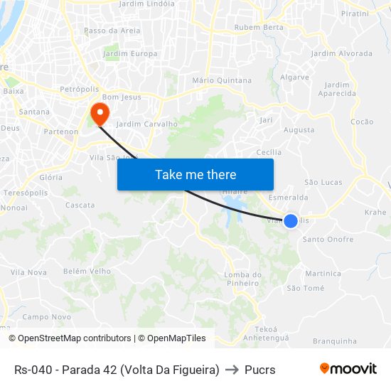 Rs-040 - Parada 42 (Volta Da Figueira) to Pucrs map