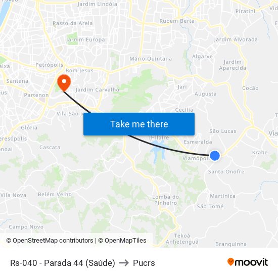 Rs-040 - Parada 44 (Saúde) to Pucrs map