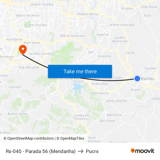 Rs-040 - Parada 56 (Mendanha) to Pucrs map