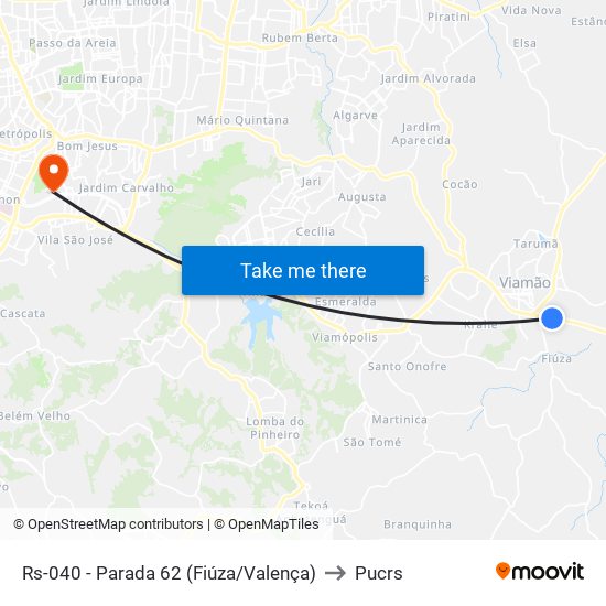 Rs-040 - Parada 62 (Fiúza/Valença) to Pucrs map