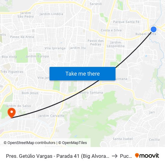 Pres. Getúlio Vargas - Parada 41 (Big Alvorada) to Pucrs map