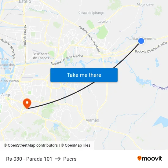 Rs-030 - Parada 101 to Pucrs map