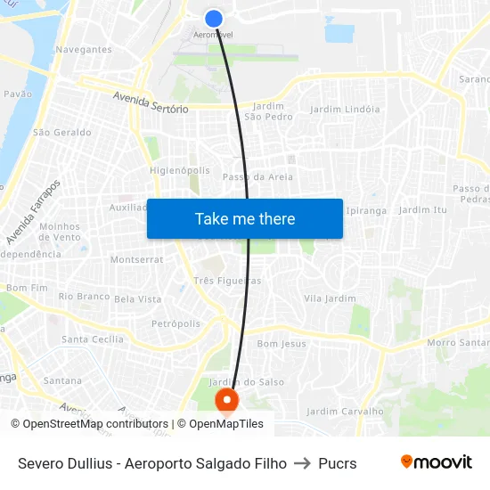 Severo Dullius - Aeroporto Salgado Filho to Pucrs map