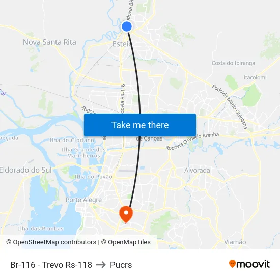 Br-116 - Trevo Rs-118 to Pucrs map