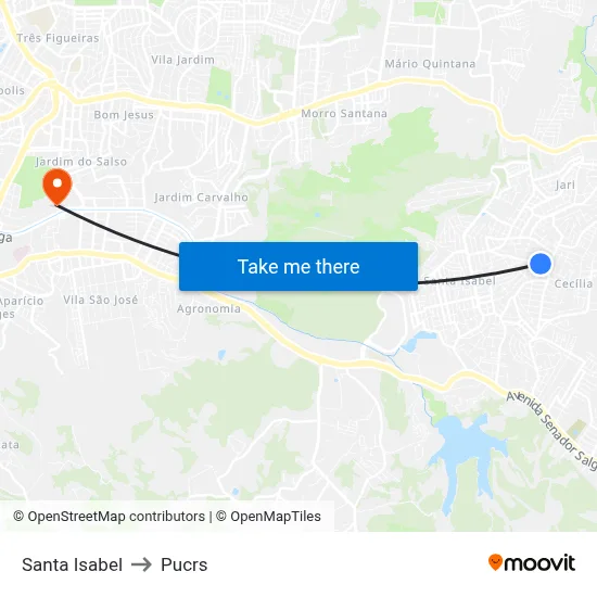 Santa Isabel to Pucrs map