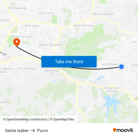 Santa Isabel to Pucrs map