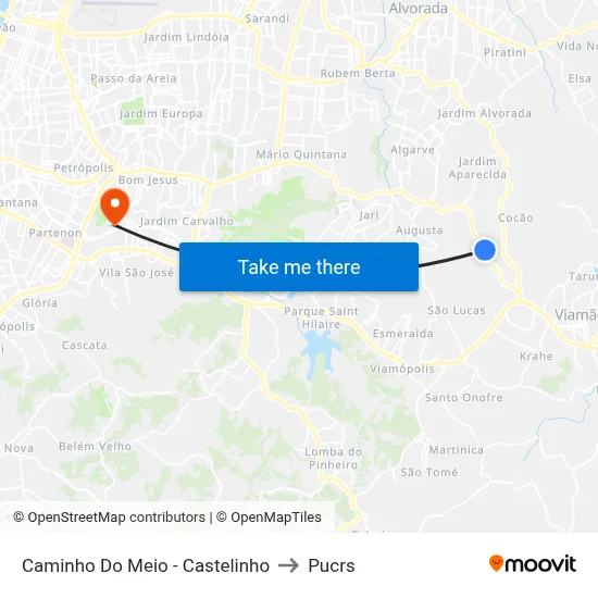 Caminho Do Meio - Castelinho to Pucrs map