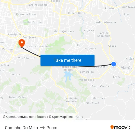 Caminho Do Meio to Pucrs map