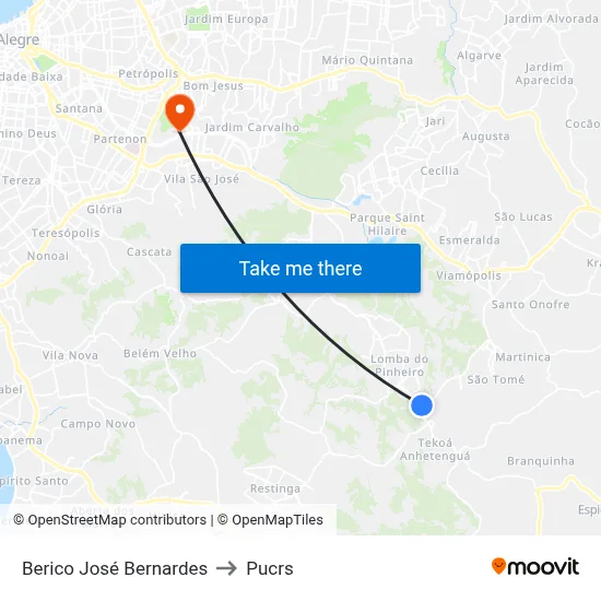 Berico José Bernardes to Pucrs map