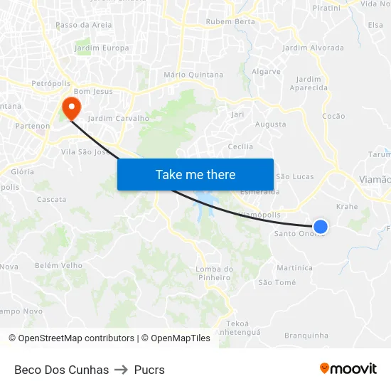 Beco Dos Cunhas to Pucrs map