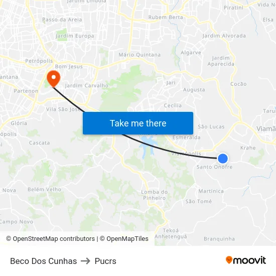 Beco Dos Cunhas to Pucrs map