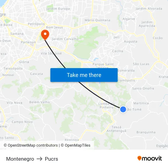 Montenegro to Pucrs map