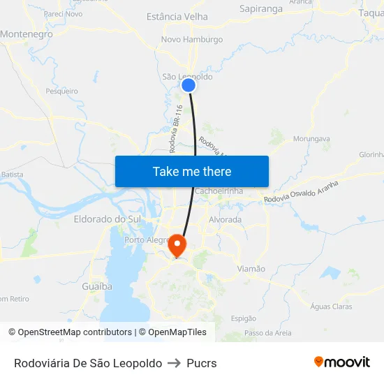 Rodoviária De São Leopoldo to Pucrs map